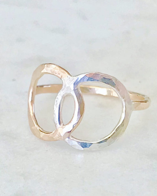 Mixed Metal Double Infinity Ring