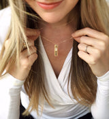 Beveled Bar + Quartz Necklace