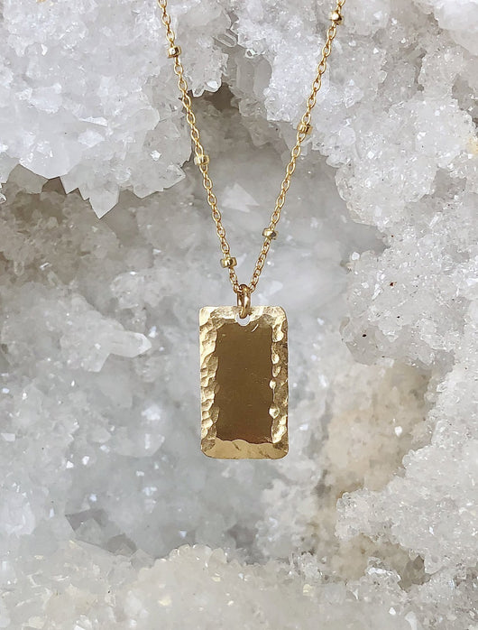 Beveled Rectangle Drop Necklace