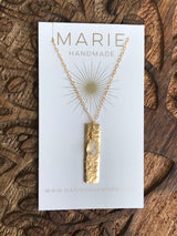Beveled Bar + Quartz Necklace