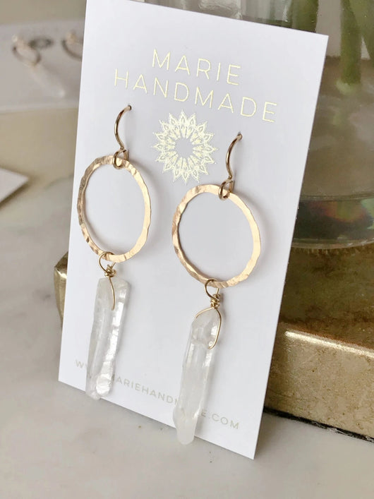 Circle/Leaf Crystal Quartz Drops