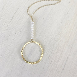 Infinity Circle Seed Pearl Necklace
