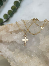 Mini Hammered Cross Necklace