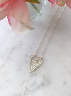 Three Dimensional Heart Necklace