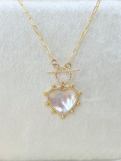 Eva Studded Mother of Pearl Heart Necklace