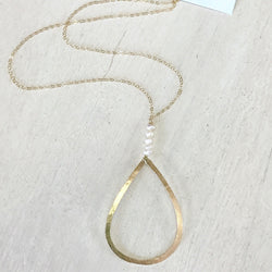 Teardrop/Seed Pearl Y Necklace