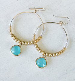 Multi-Colored Jeweled Hoops