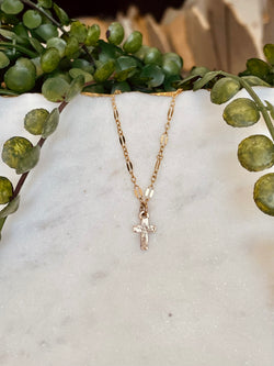 Mini Hammered Cross Necklace