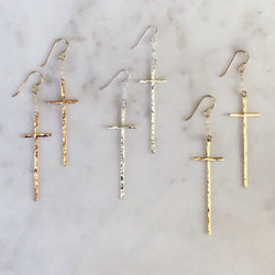 Solid Cross Drop Earrings