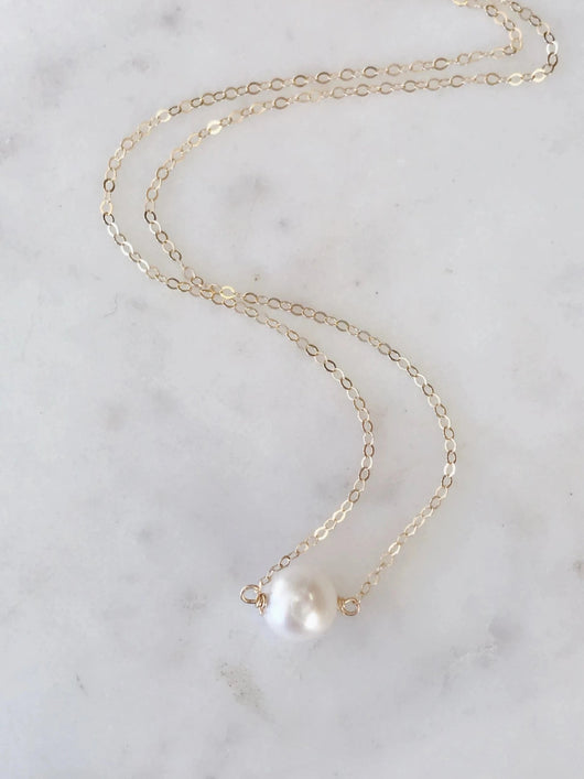 Single pearl necklace for layering. Pearl layered necklace. – Pi-Ret Jewelry