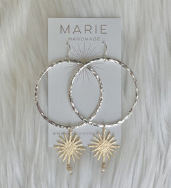 Mixed Metal Sunburst Hoops